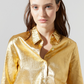 SAN MARINO METALLIC LINEN SHIRT - GOLD