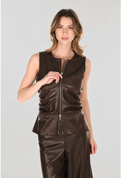 Frank Lyman Polyurethane Zip-Up Vest