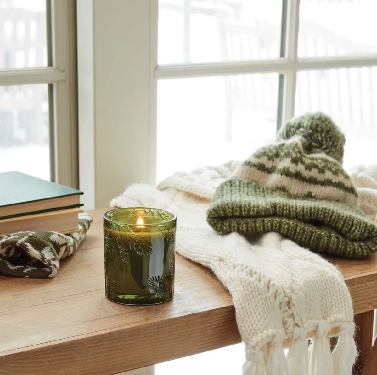 Thymes Frasier Fir Green Glass Candle