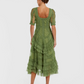 Petite Moss Green Short Sleeve Micro Ruffle Midi Dress