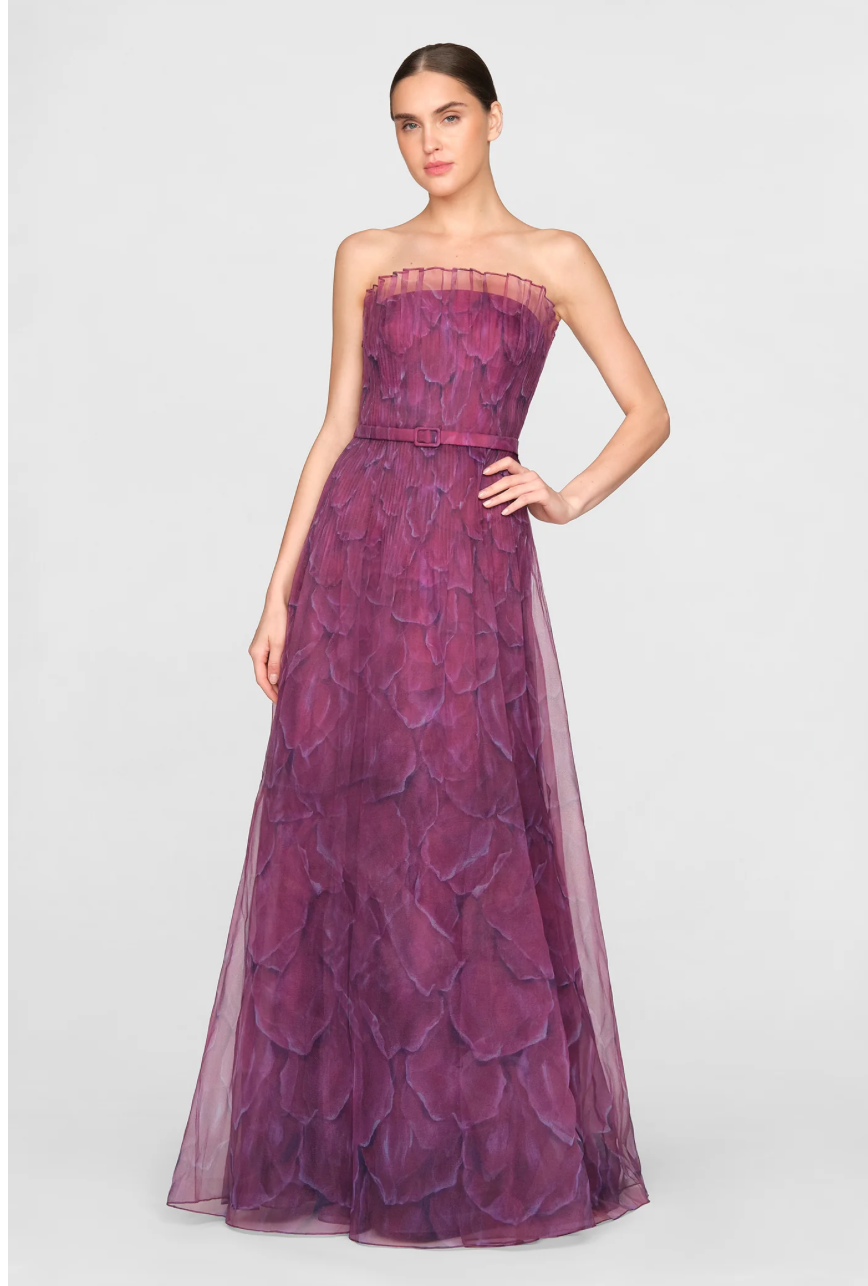 Theia Ivana Printed Organza Gown