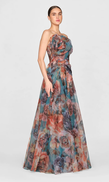 Theia Iona Rosette Draped Gown
