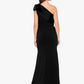 Betsy & Adam Women's Bow-Trimmed One-Shoulder Gown
