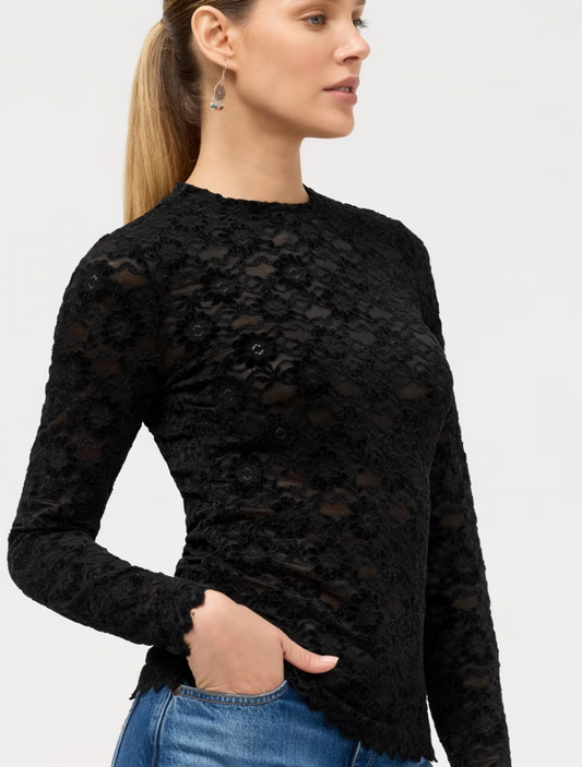 Johnny Was NATALIE LONG SLEEVE STRETCH LACE TEE