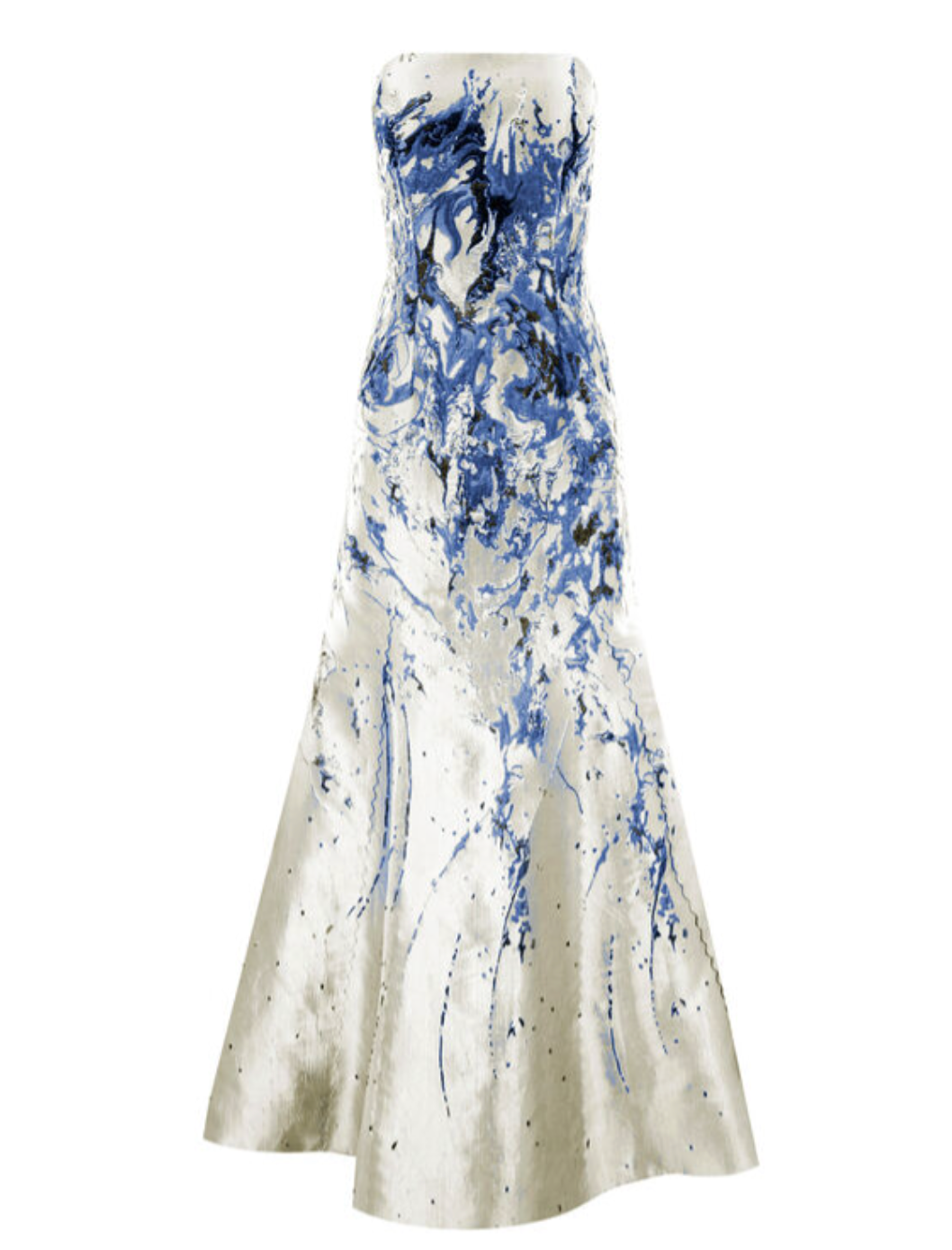 HYNES PARK Brocade Straight Neckline Evening Gown