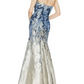 HYNES PARK Brocade Straight Neckline Evening Gown