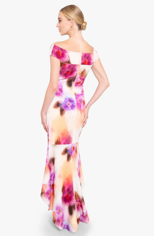 Black Halo EVE Brielle Off-The-Shoulder Slim Hi-Low Dress