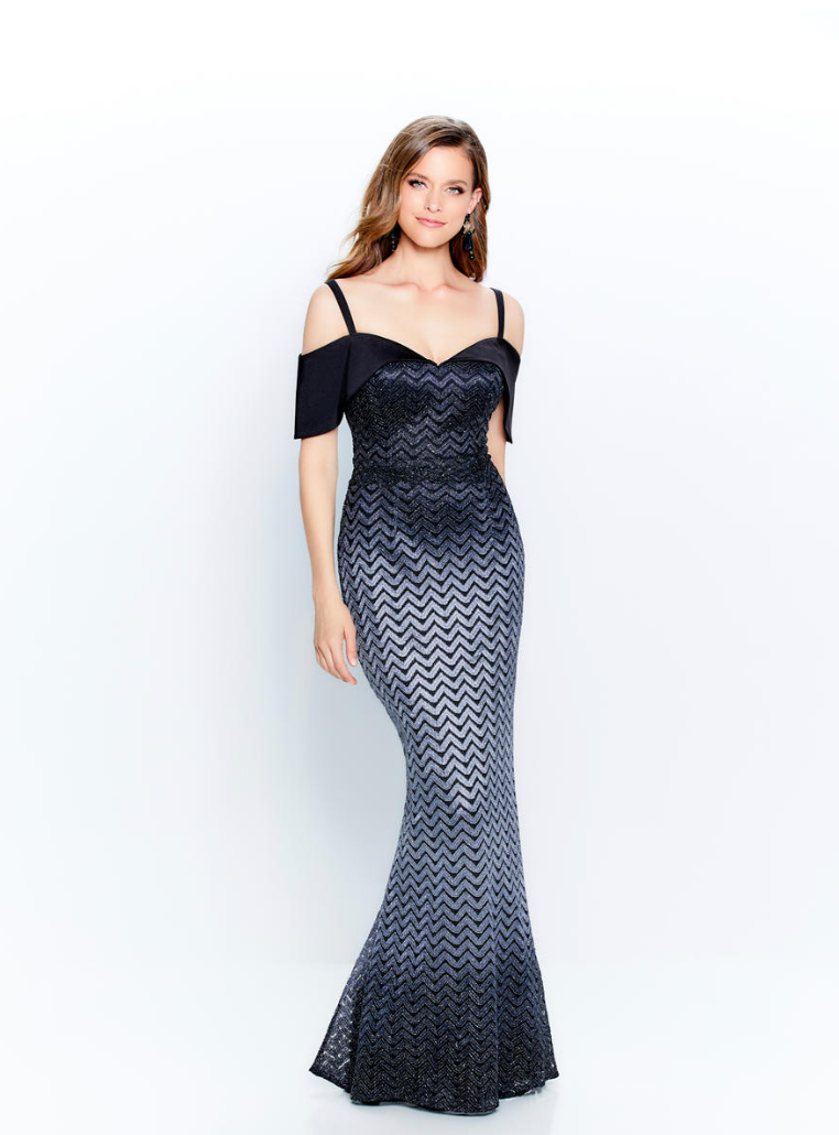 Montage by Mon Cheri  Metallic Ombre Lace Sheath Dress