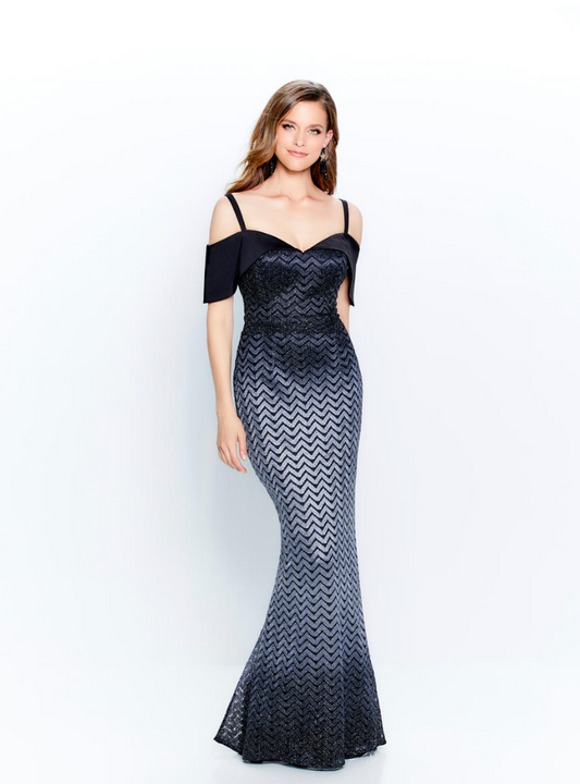 Montage by Mon Cheri  Metallic Ombre Lace Sheath Dress