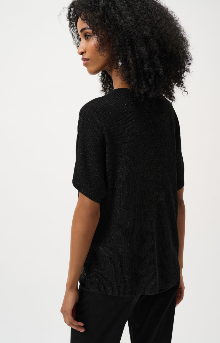 Joseph Ribkoff Metallic Knitted T-shirt with Rhinestones