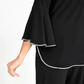 Frank Lyman Bianca Black Ruffled Crew Neck Pullover Style Crystal Top
