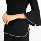 Frank Lyman Bianca Black Ruffled Crew Neck Pullover Style Crystal Top