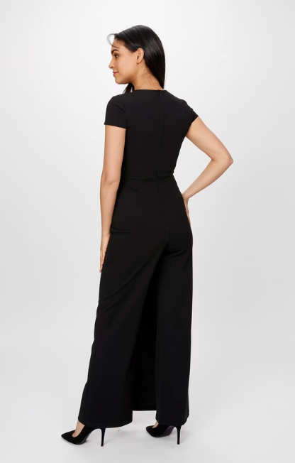 Frank Lyman Belted V-neck Jumpsuit