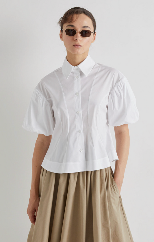 MEIMEIJ Button Down Bubble Sleeve Shirt