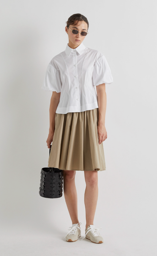 MEIMEIJ Button Down Bubble Sleeve Shirt