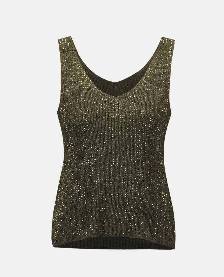 Joseph Ribkoff Metallic Knitted Camisole with Rhinestones