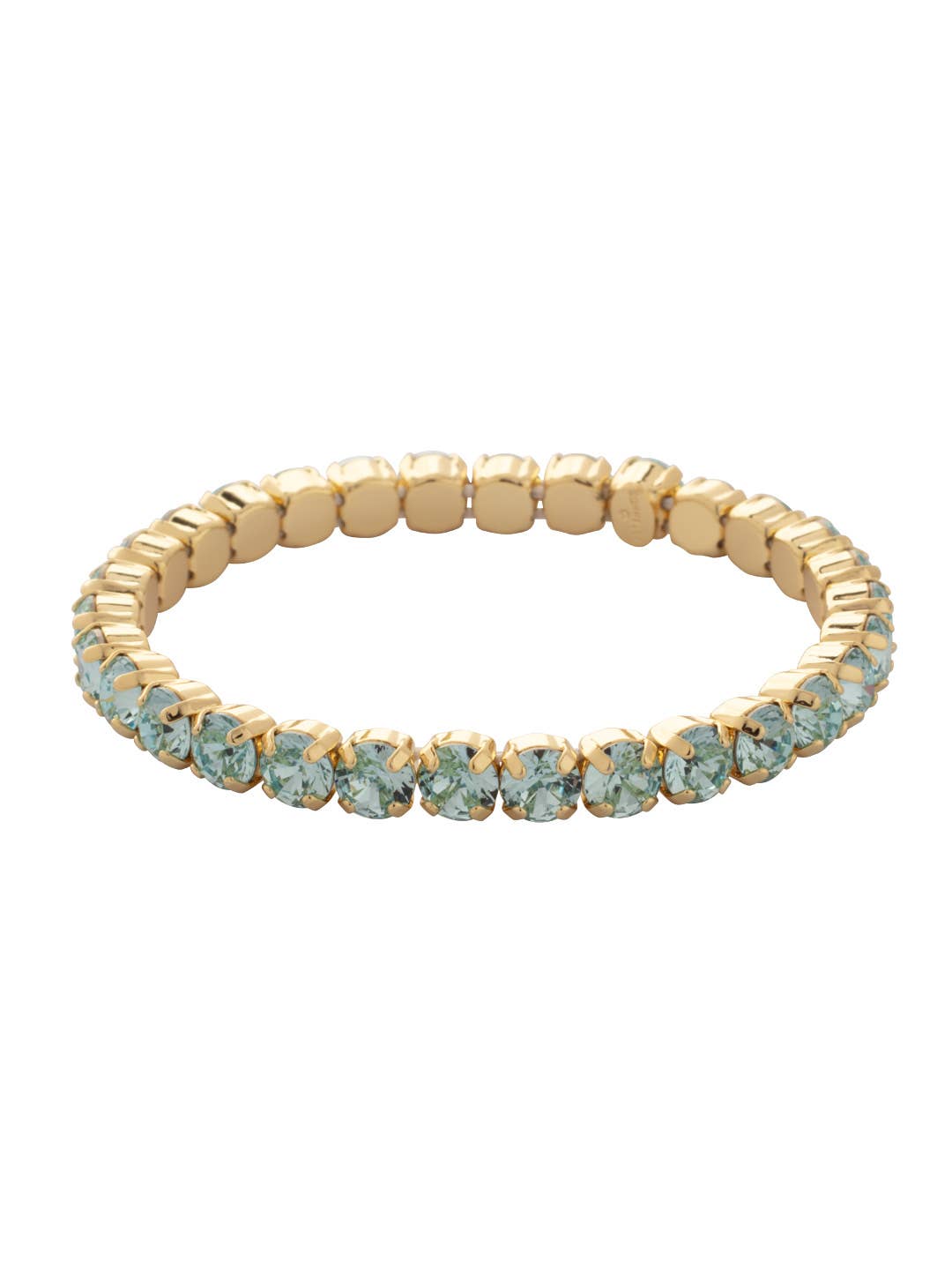10K Gold Plated Aqua Mini Crystal Stretch Bracelet 7in
