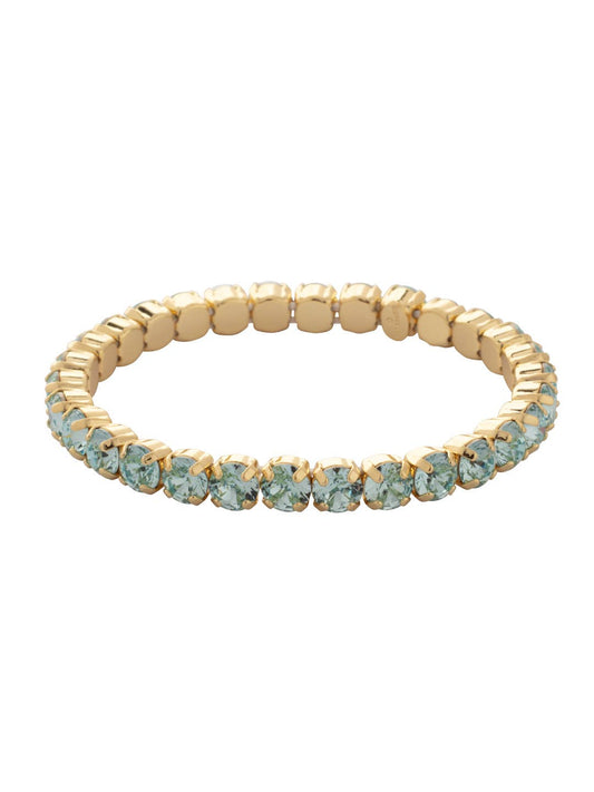 10K Gold Plated Aqua Mini Crystal Stretch Bracelet 7in
