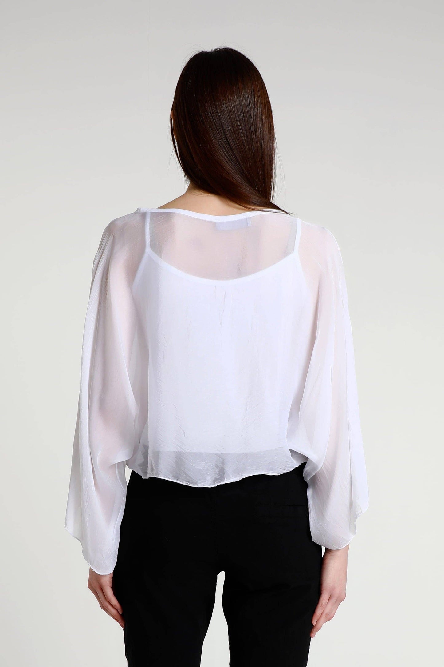 TINA Stephens Italy/Tees By Tina - Sofita 3/4 Sleeve Cropped Silk Kaftan (BQ200)