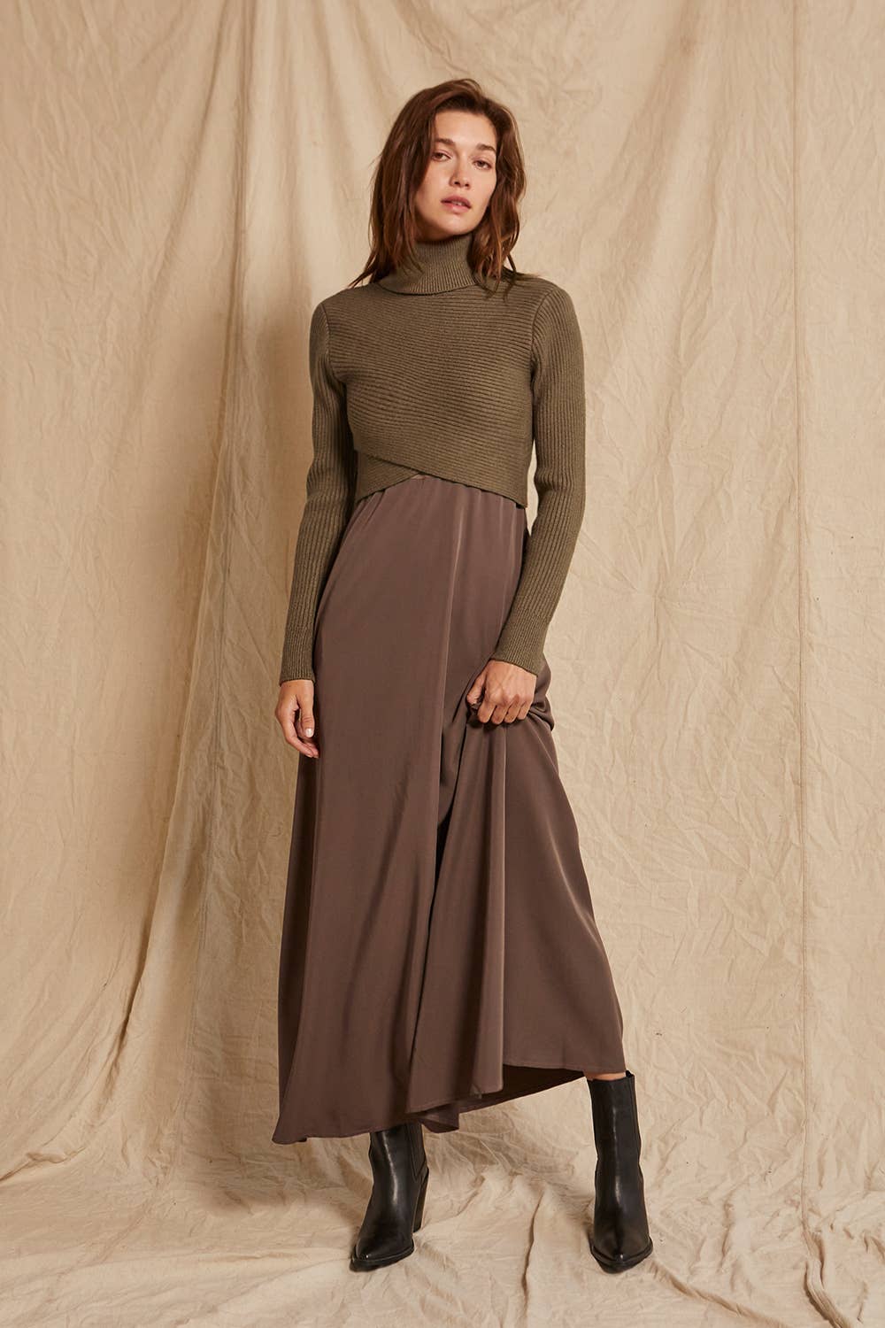 Crescent Brooks Dress and Sweater Two-Piece Set