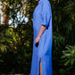 TINA Stephens Italy/Tees By Tina - Fernanda Open Collar Linen Dress (DQ107)