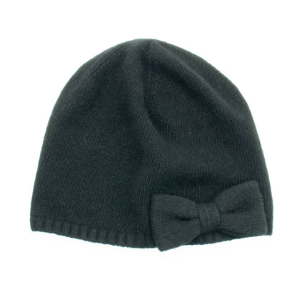 Cashmere beanie with bow