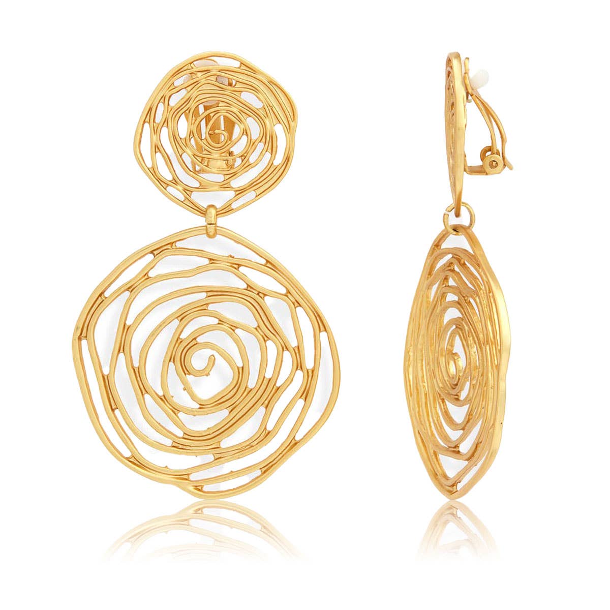 KARINE SULTAN - Maxi Floral Clip-On Earrings - 24K Gold Plated