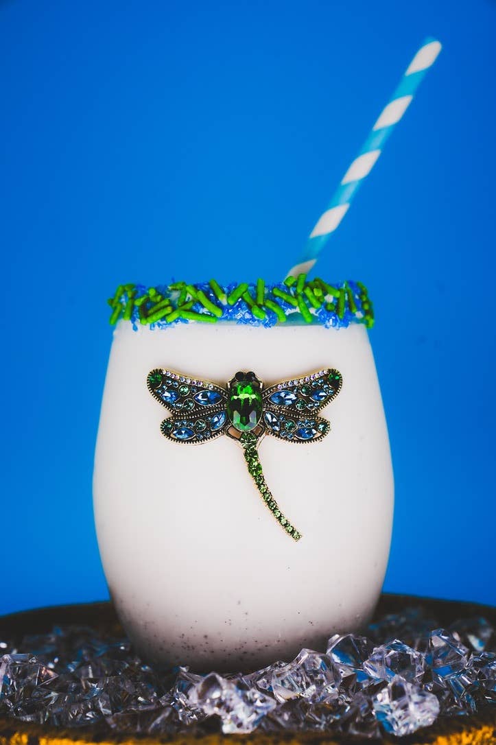 Dragonfly Jeweled Stemless Wine Glass