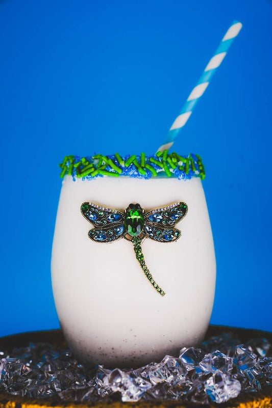 Dragonfly Jeweled Stemless Wine Glass