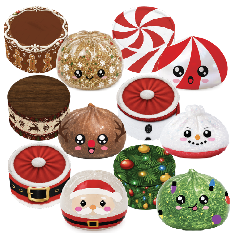Novelty Brands - Fun Doh Christmas Dumpling Squishy Toy 12pc Holiday Display