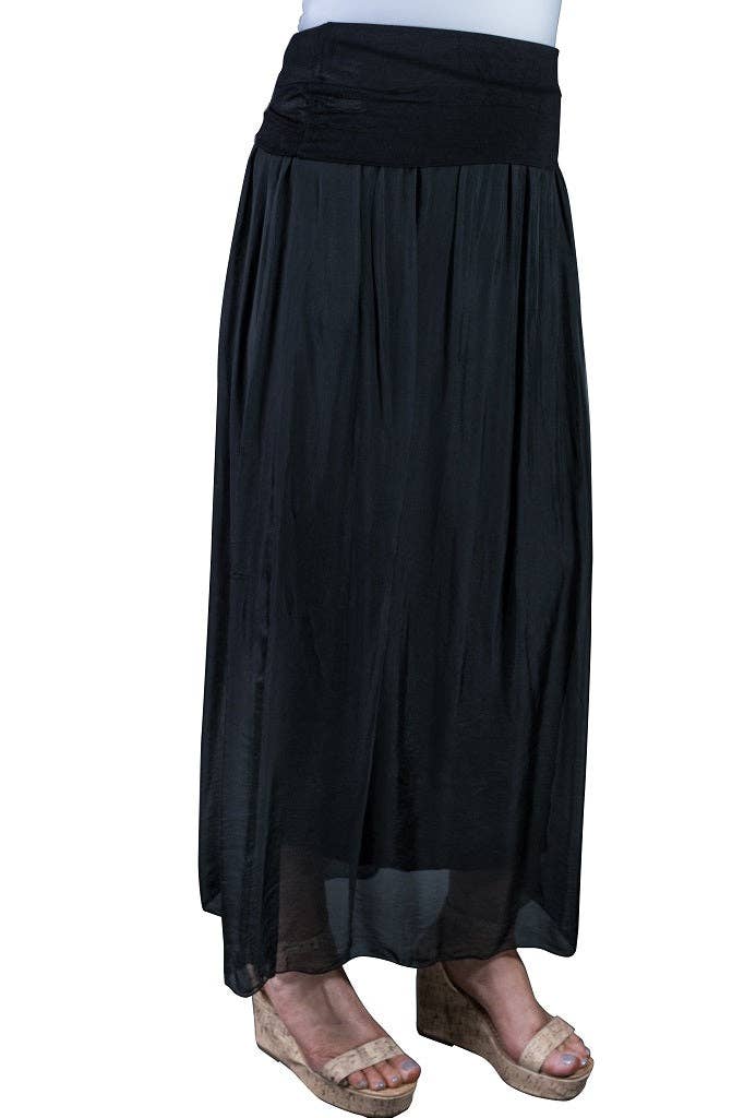 TINA Stephens Italy/Tees By Tina - Brenda Silk Foldover Waist Skirt (SL204)