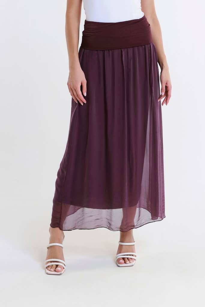 TINA Stephens Italy/Tees By Tina - Brenda Silk Foldover Waist Skirt (SL204)
