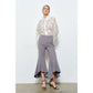INA - Luxe Satin Contrast Collar Lace Button Down Blouse
