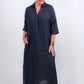 TINA Stephens Italy/Tees By Tina - Fernanda Open Collar Linen Dress (DQ107)