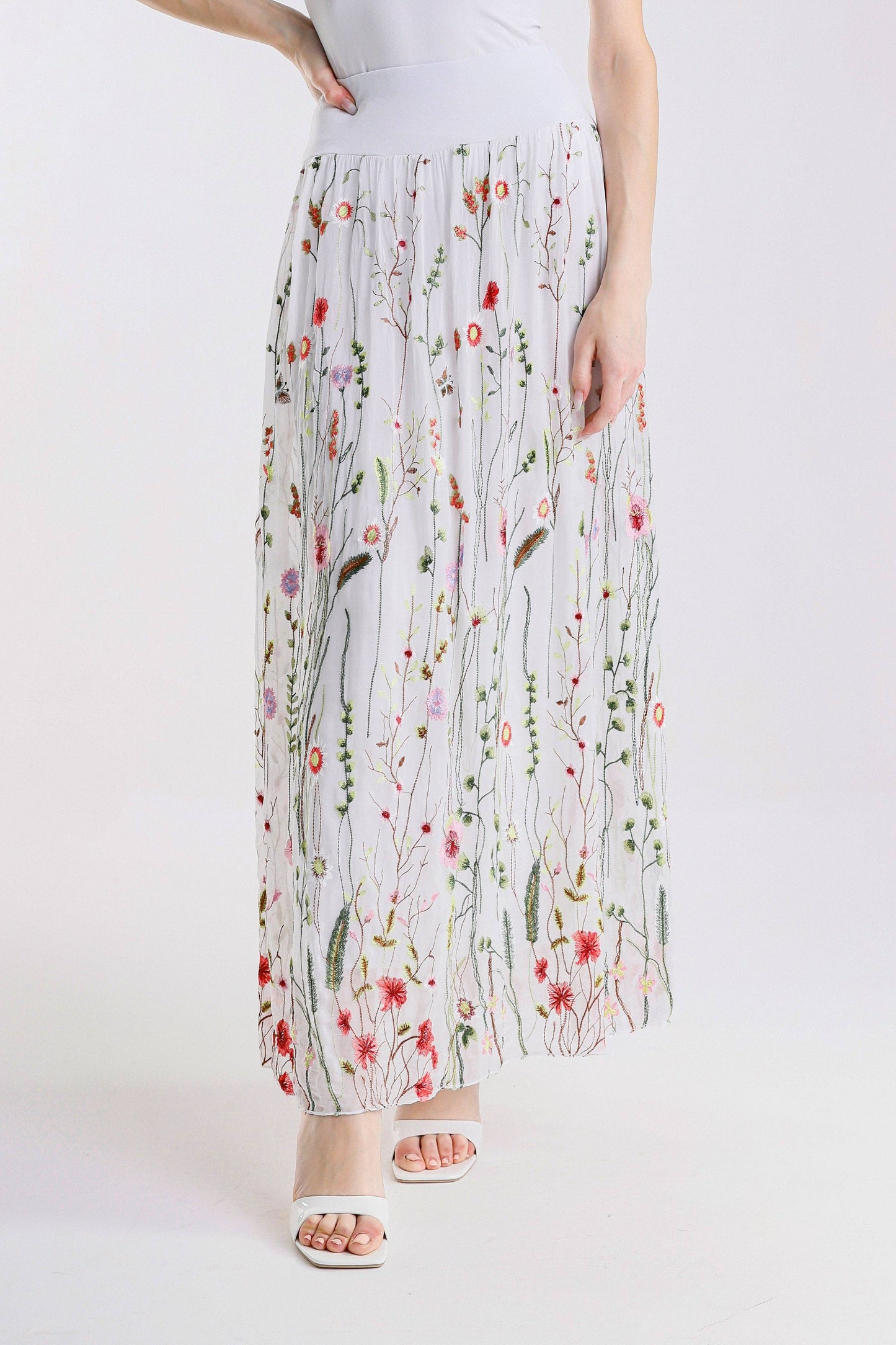 TINA Stephens Italy/Tees By Tina - Sable Garden Silk Skirt (SL202G)