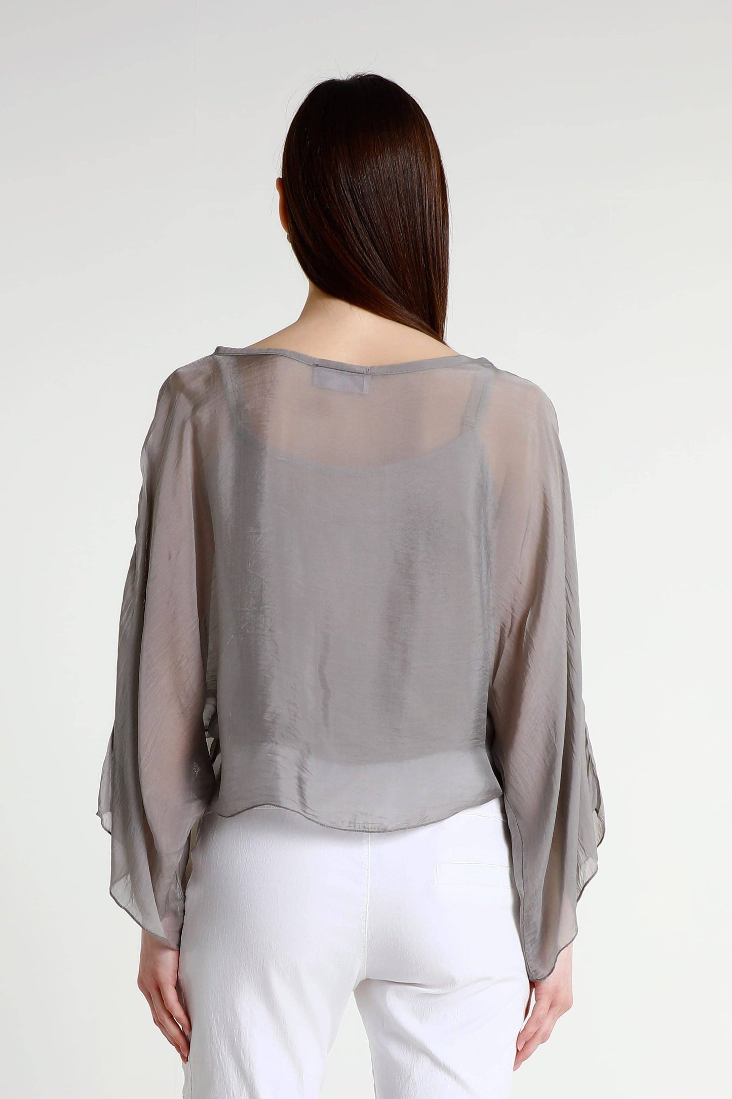 TINA Stephens Italy/Tees By Tina - Sofita 3/4 Sleeve Cropped Silk Kaftan (BQ200)