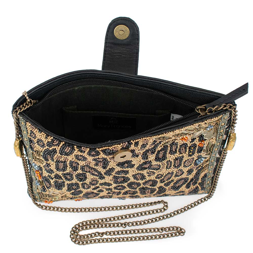 Mary Francis Untamed Beaded Animal Print Crossbody Handbag