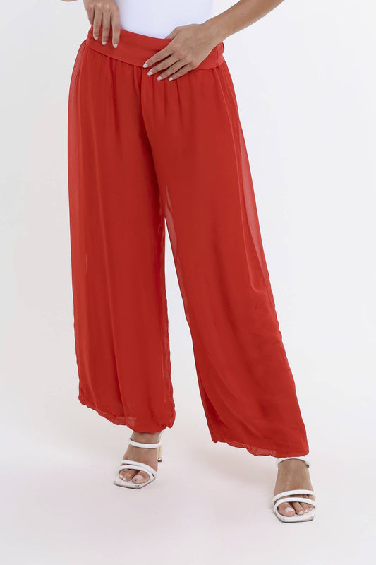 Mercedes Foldover Waist Silk Pant (PL203)