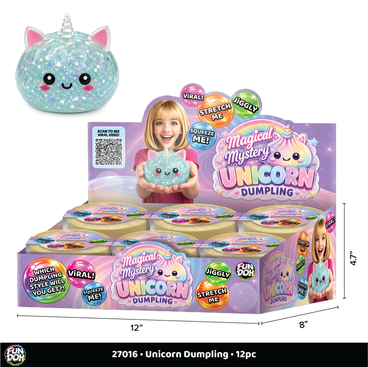 Novelty Brands - Fun Doh Unicorn Mystery Dumpling Squishy Toy - 12/Display
