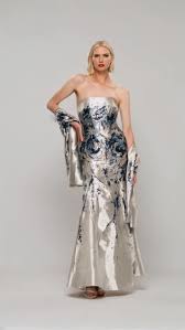 HYNES PARK Brocade Straight Neckline Evening Gown