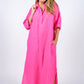 TINA Stephens Italy/Tees By Tina - Fernanda Open Collar Linen Dress (DQ107)