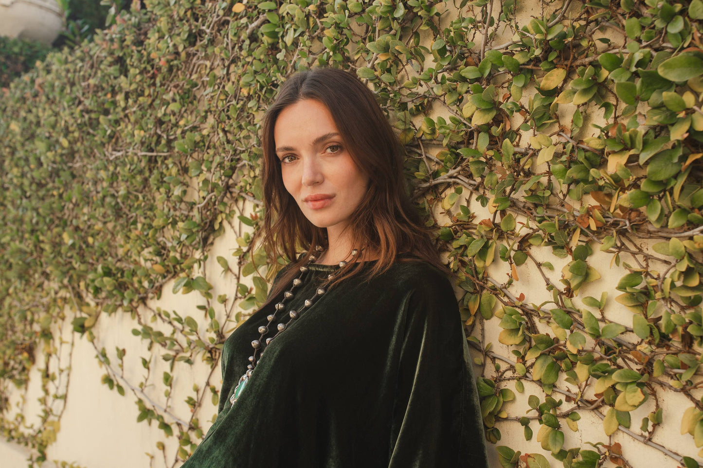 Jennafer Grace Olive Silk Velvet Scarf Top