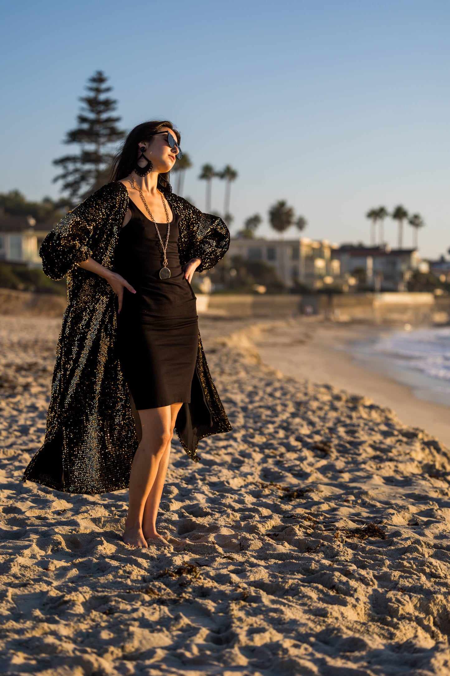 Jennafer Grace Gold Sequin Cocoon Jacket