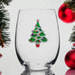 Christmas Tree Jeweled Stemless Wine Glass