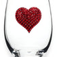Red Heart Jeweled Stemless Wine Glass