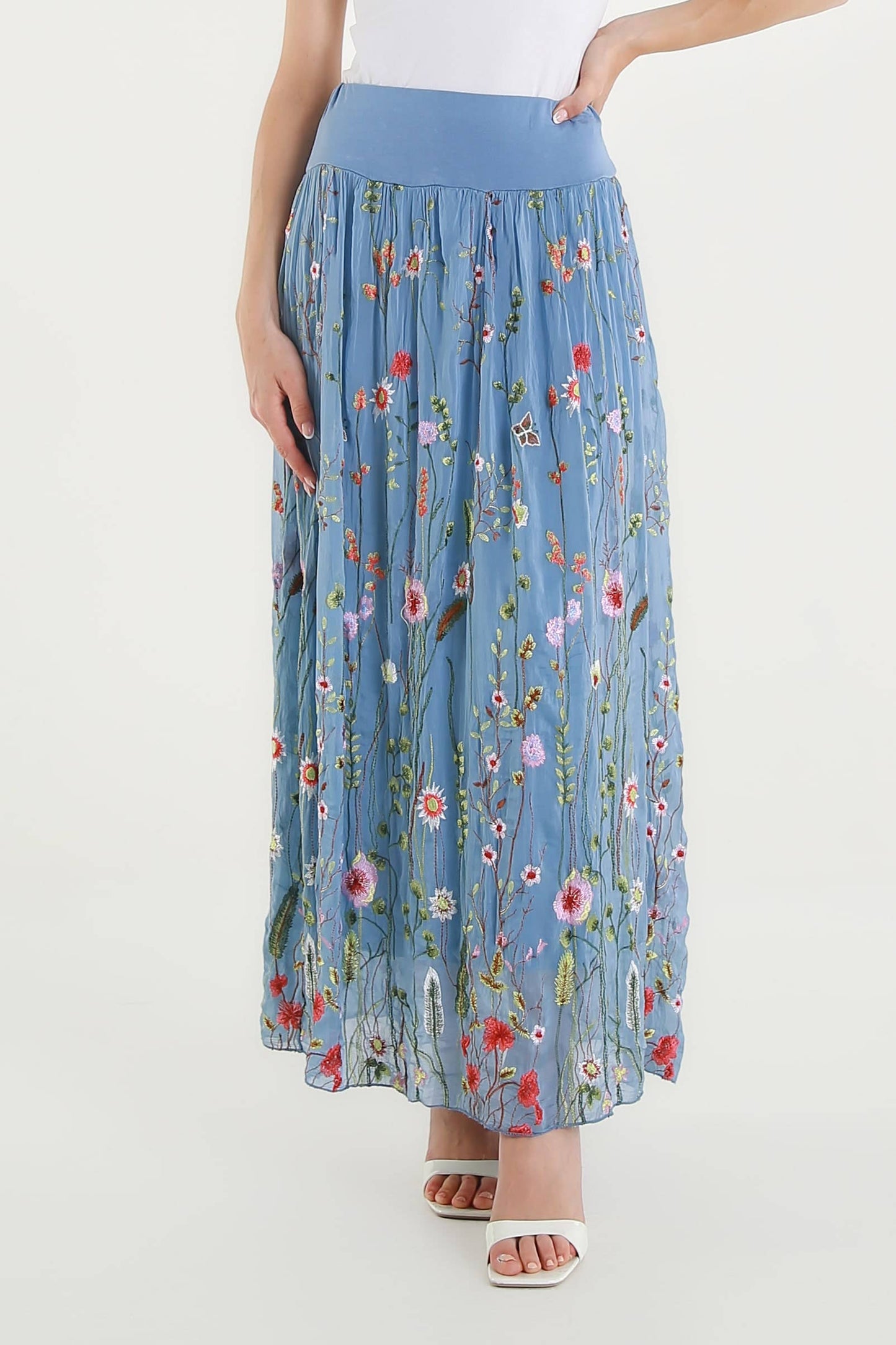 TINA Stephens Italy/Tees By Tina - Sable Garden Silk Skirt (SL202G)