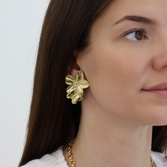 KARINE SULTAN - Bloom Clip On Earrings - 24k Gold Plated