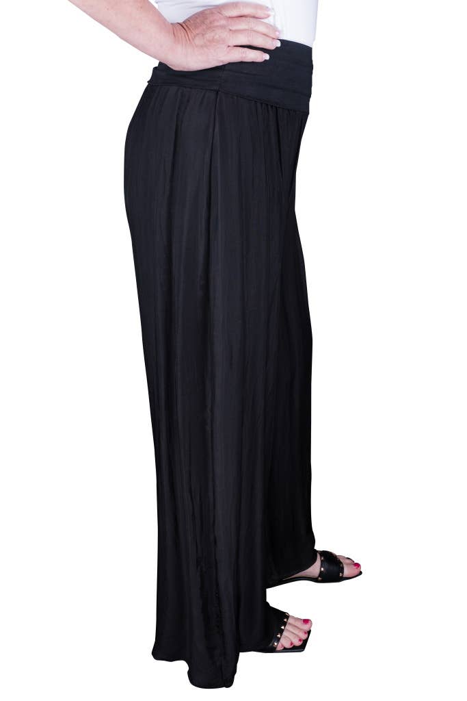TINA Stephens Italy/Tees By Tina - Mercedes Foldover Waist Silk Pant (PL203): 150 Pearl / One Size