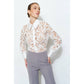 INA - Luxe Satin Contrast Collar Lace Button Down Blouse