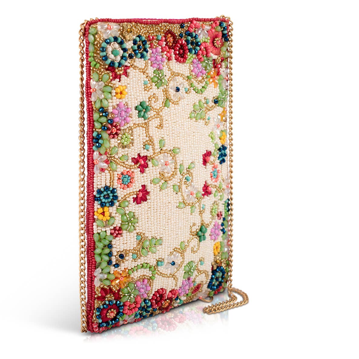 Mary Frances Accessories - Meadow Ditsy Floral Multi Color Beaded Crossbody Phone Bag
